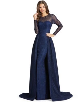 MAC DUGGAL Long-Sleeve Lace Gown ...